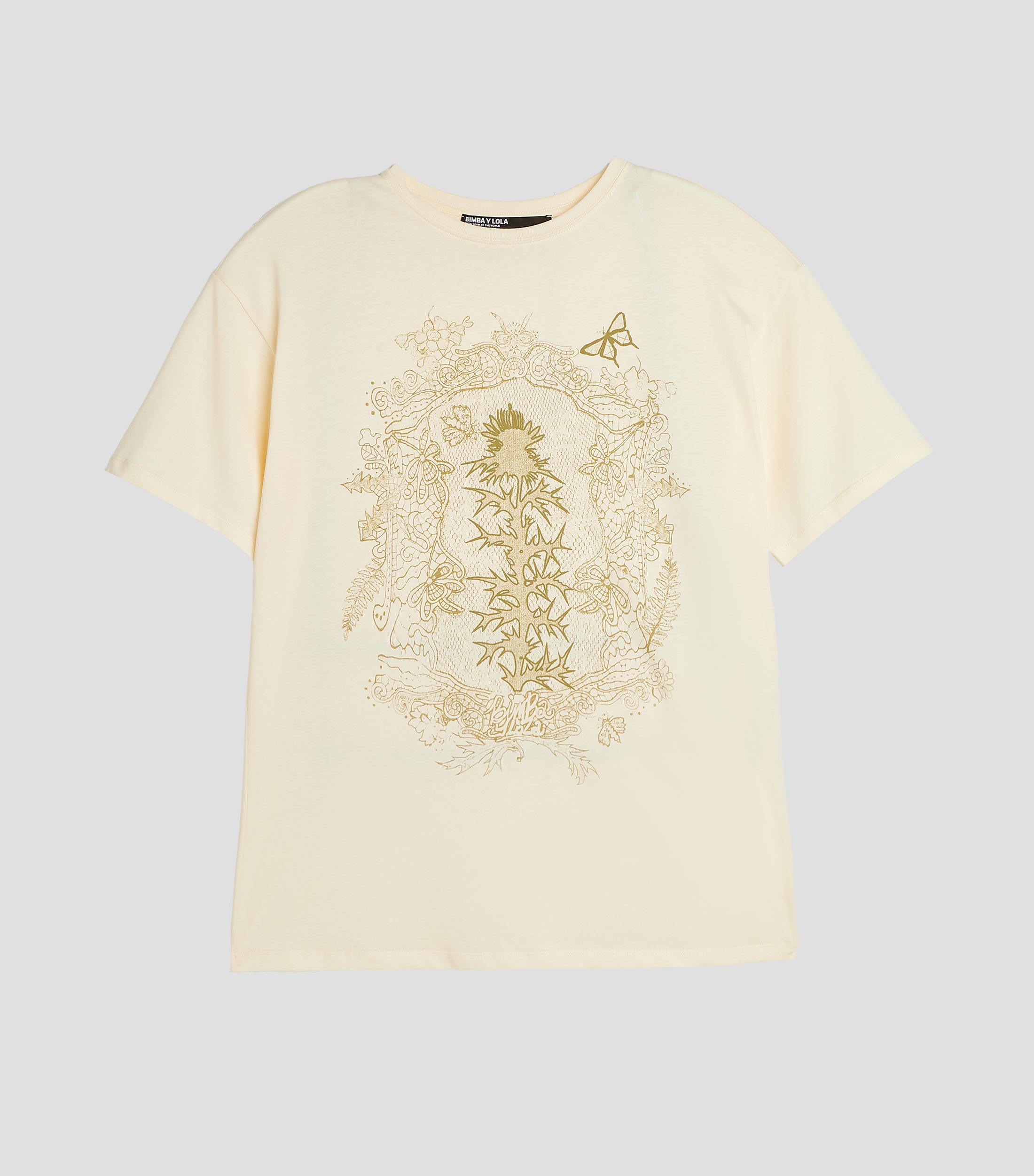 Playera cuello redondo manga corta estampada Mujer